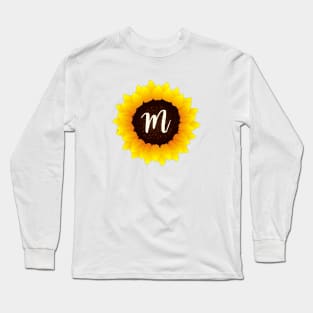 Floral Monogram M Bright Yellow Sunflower Long Sleeve T-Shirt